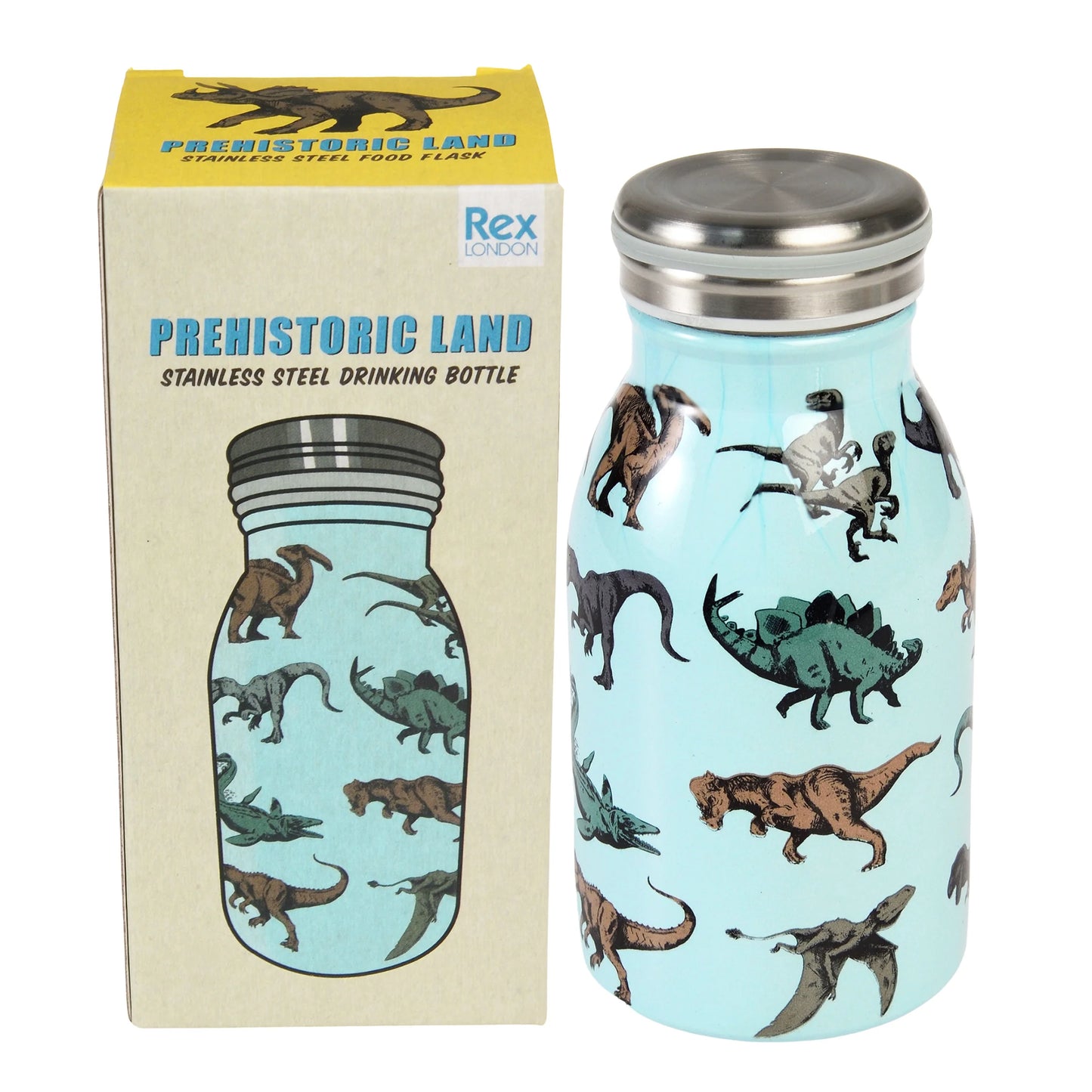 Kleine Wasserflasche aus Edelstahl Dino 250ml