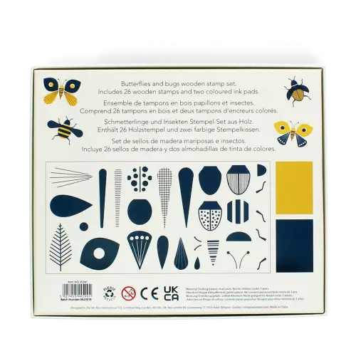 Stempel-Set aus Holz - Schmetterlinge und Insekten
