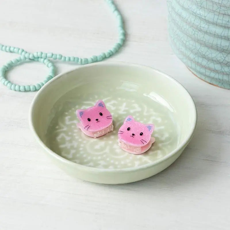 Mini-Haar-Klammern (2-er Set) - Rosa Katzen