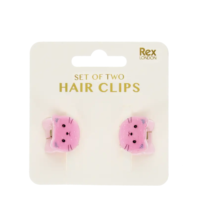 Mini-Haar-Klammern (2-er Set) - Rosa Katzen