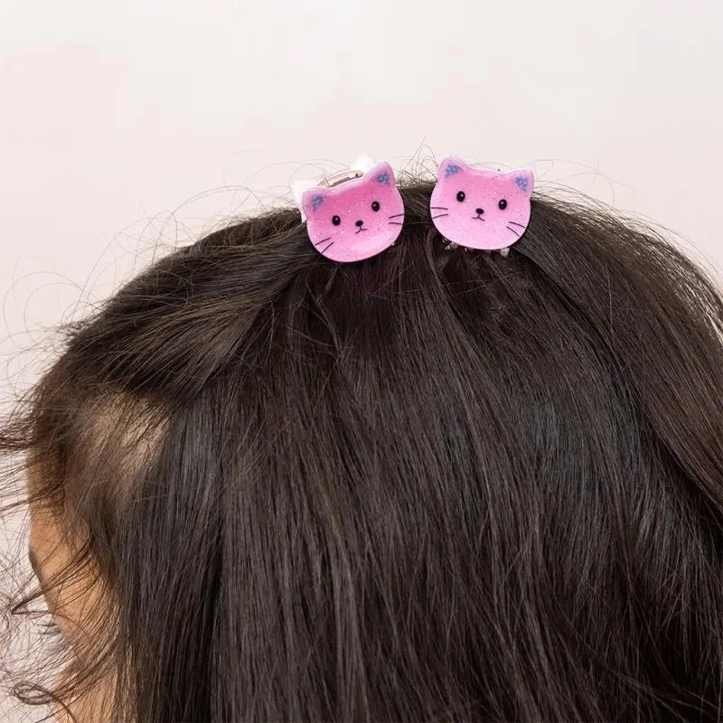 Mini-Haar-Klammern (2-er Set) - Rosa Katzen