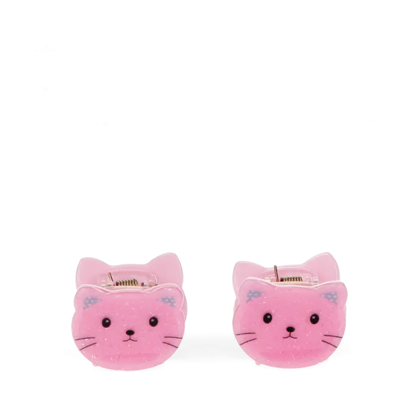 Mini-Haar-Klammern (2-er Set) - Rosa Katzen