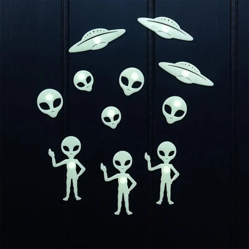 Im Dunkeln leuchtende Aufkleber (Box mit 25 Stück) - Aliens