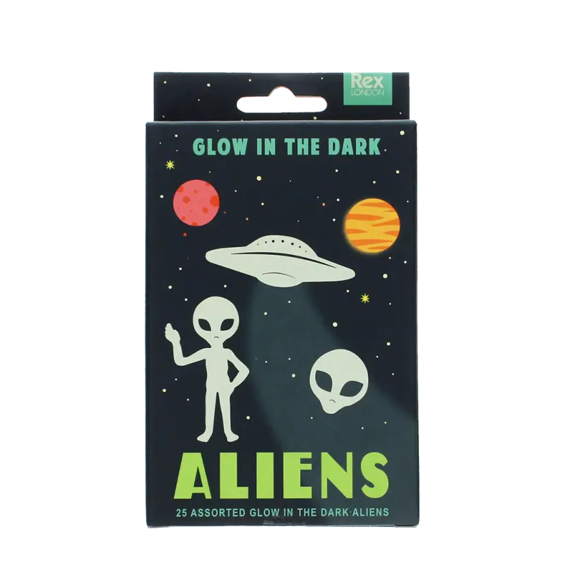 Im Dunkeln leuchtende Aufkleber (Box mit 25 Stück) - Aliens
