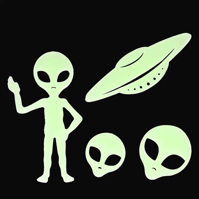Im Dunkeln leuchtende Aufkleber (Box mit 25 Stück) - Aliens