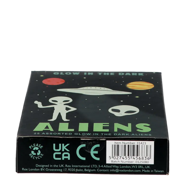 Im Dunkeln leuchtende Aufkleber (Box mit 25 Stück) - Aliens