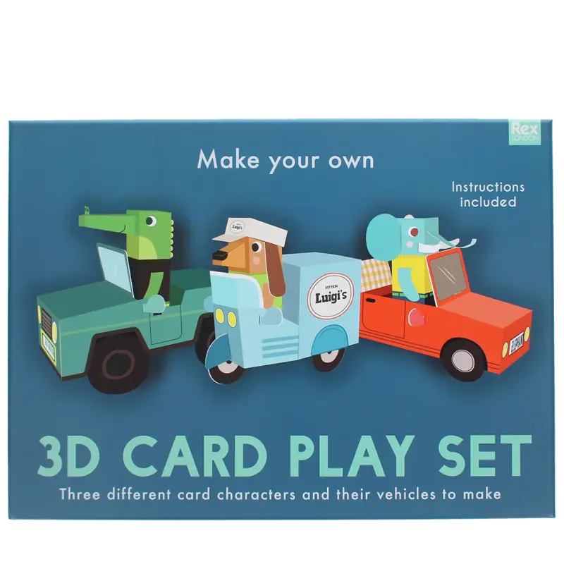 3D-Bastel-Set aus Pappe – Tiere und Autos