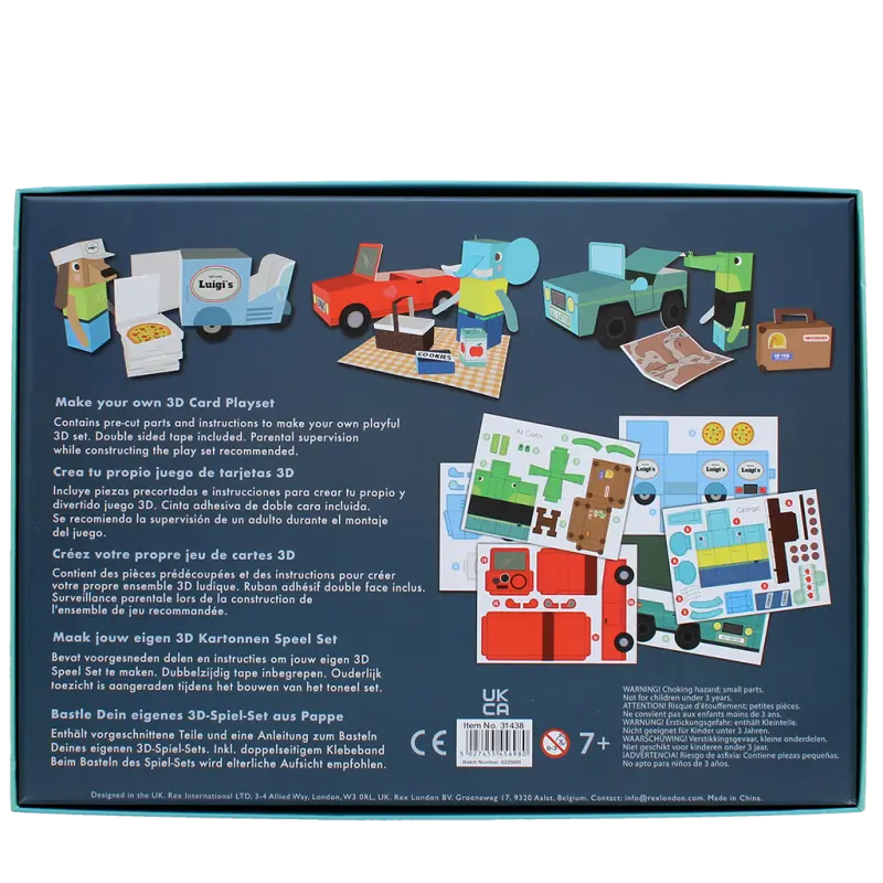 3D-Bastel-Set aus Pappe – Tiere und Autos