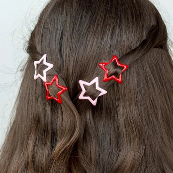 Haarspangen „Sterne“ (4-er Set) - rosa/rot