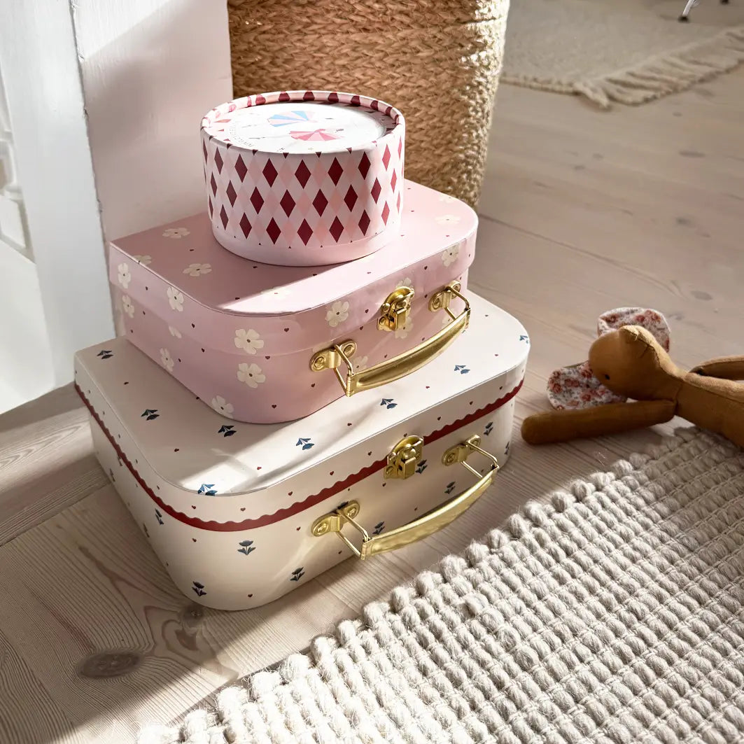 Koffer-Set mit Blumen 2teilig - bordeaux
