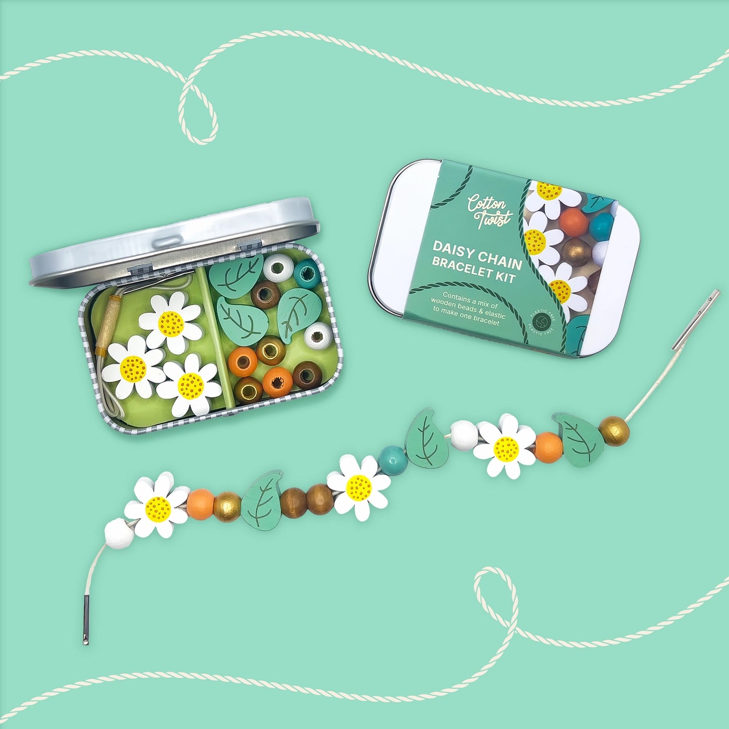 Geschenkset mit Gänseblümchen-Armband in der Dose