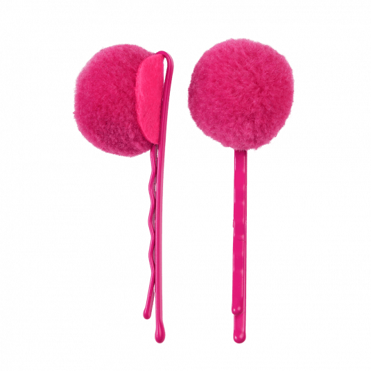 Vintage-Haarklammern Pink Pom Poms