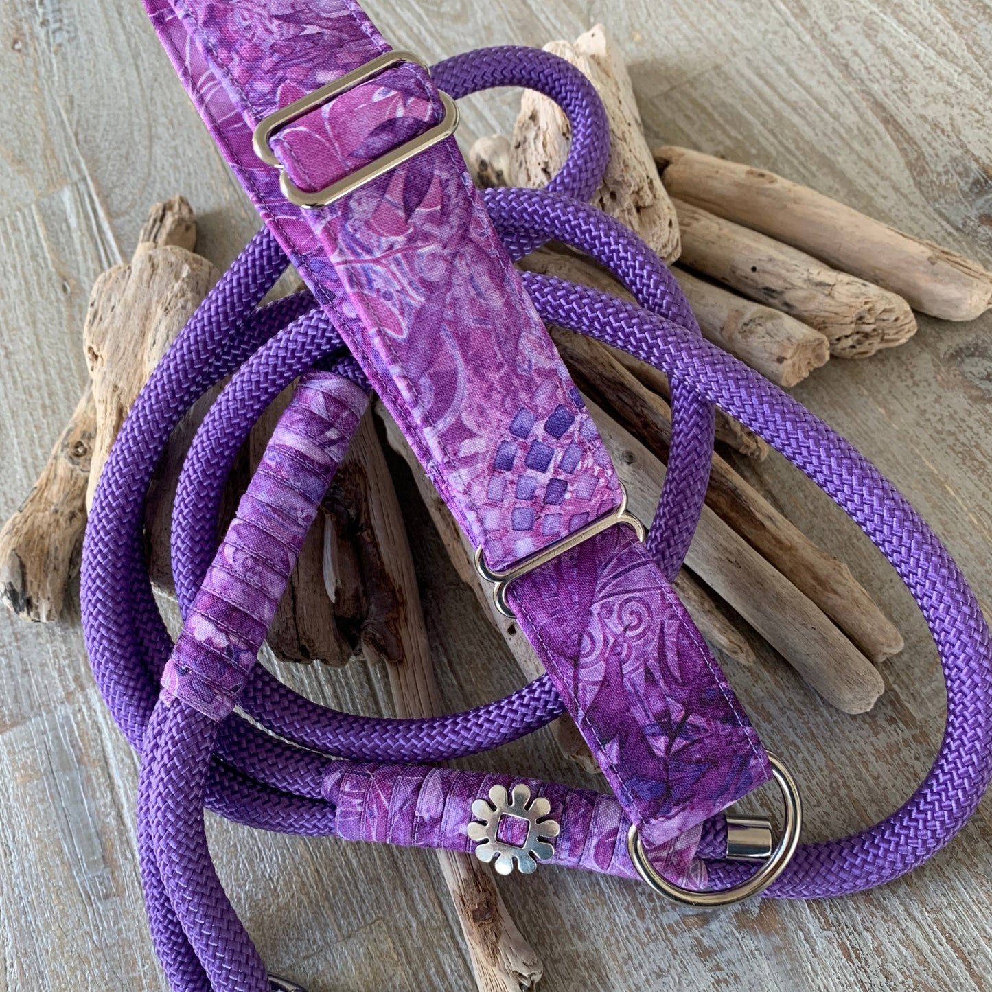 Hunde-Halsband & Leine "Lila Traum"