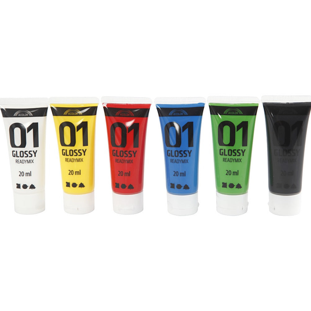 Acrylfarben Basic oder Metallic: 6 x 20 ml
