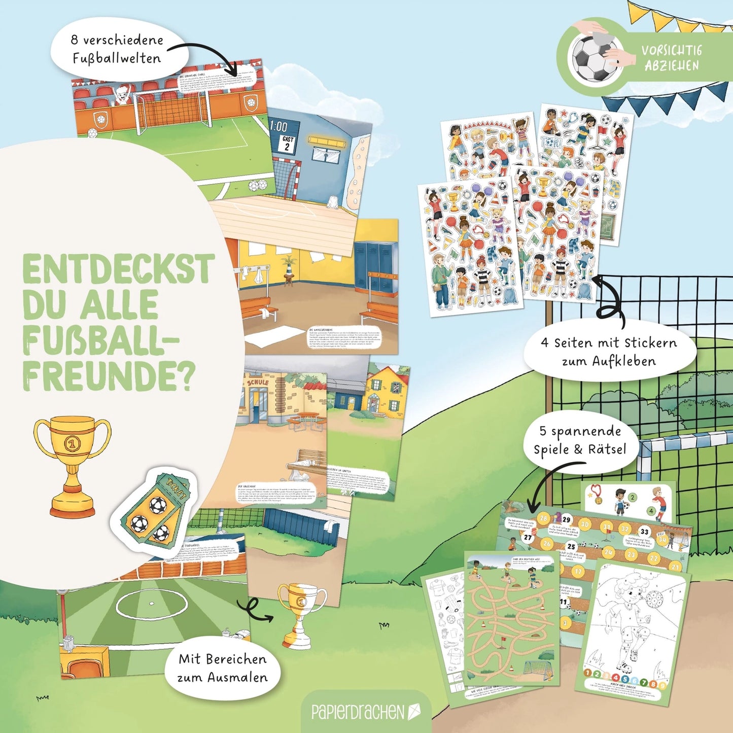 Mein kreatives Fußballwelt Heft - Malen, Rätseln, Stickern