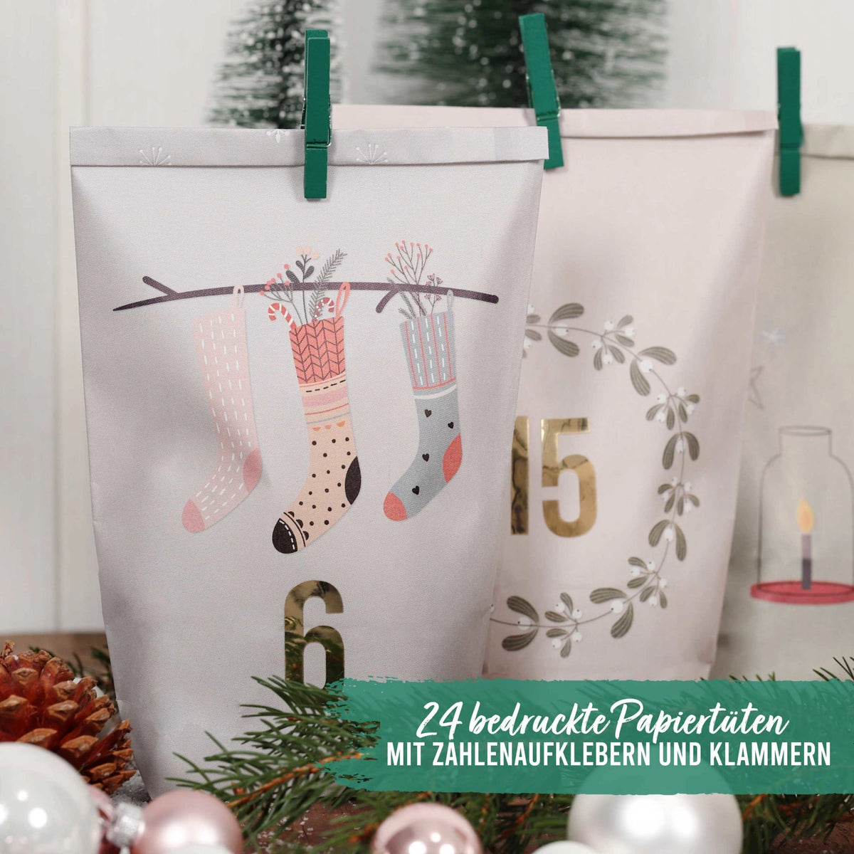 Adventskalender bedruckt Strumpf & Co