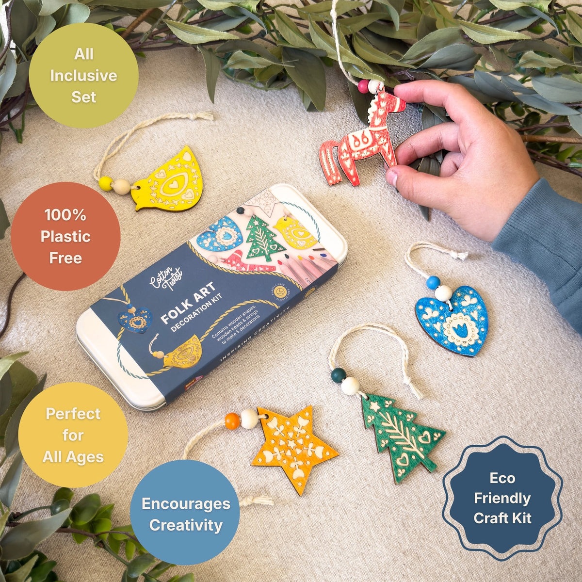 Folk-Art Dekorationsset für Weihnachten