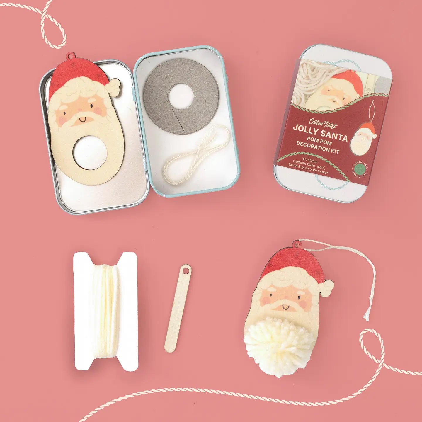 Pompon-Weihnachtsmann-Dekoration
