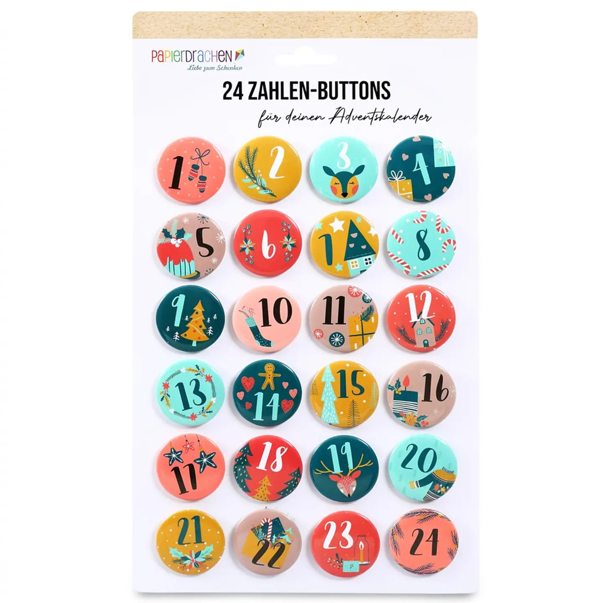 Button Adventskalender Zahlen