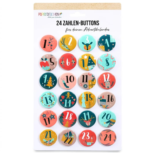 Button Adventskalender Zahlen