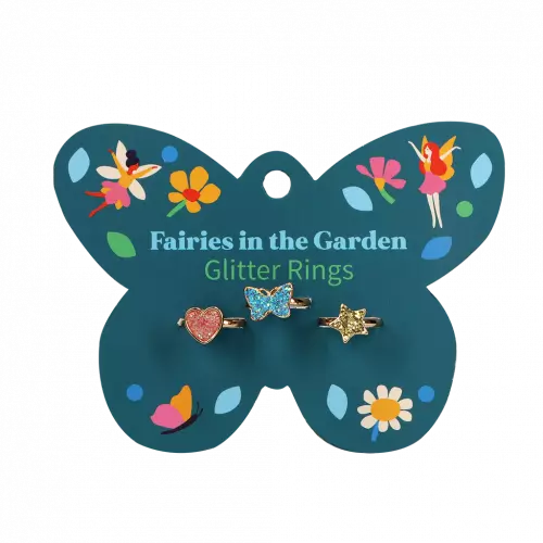Set mit drei Glitzerringen - Fairies in the Garden