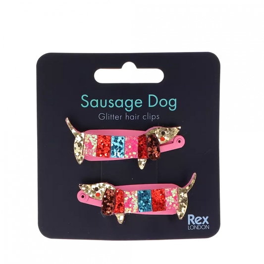 Glitzer-Haarspangen - Dackel