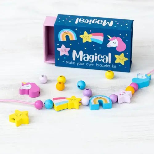 Bastel-Set Armband aus Holzkugeln Einhorn