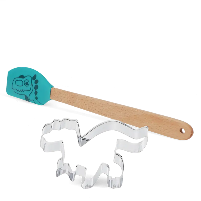 Plätzchen-Ausstechform und Teigschaber -  Dinos