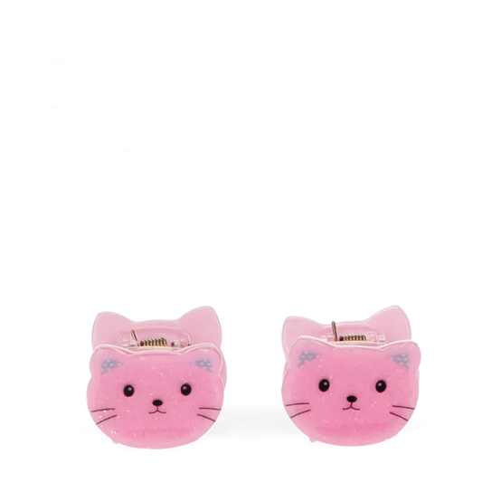 Mini-Haar-Klammern (2-er Set) - Rosa Katzen