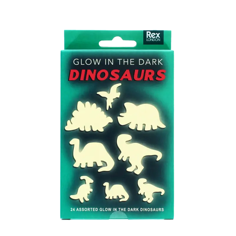 Im Dunkeln leuchtende Aufkleber (Box mit 12 Stück) - Dinos