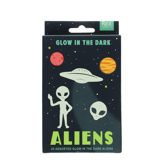 Im Dunkeln leuchtende Aufkleber (Box mit 25 Stück) - Aliens