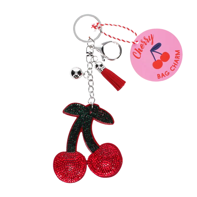 Glitzernder Schlüssel-/Taschenanhänger - Kirsche