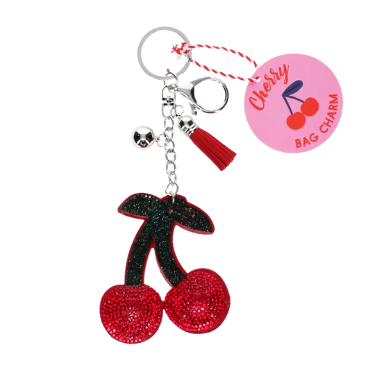 Glitzernder Schlüssel-/Taschenanhänger - Kirsche
