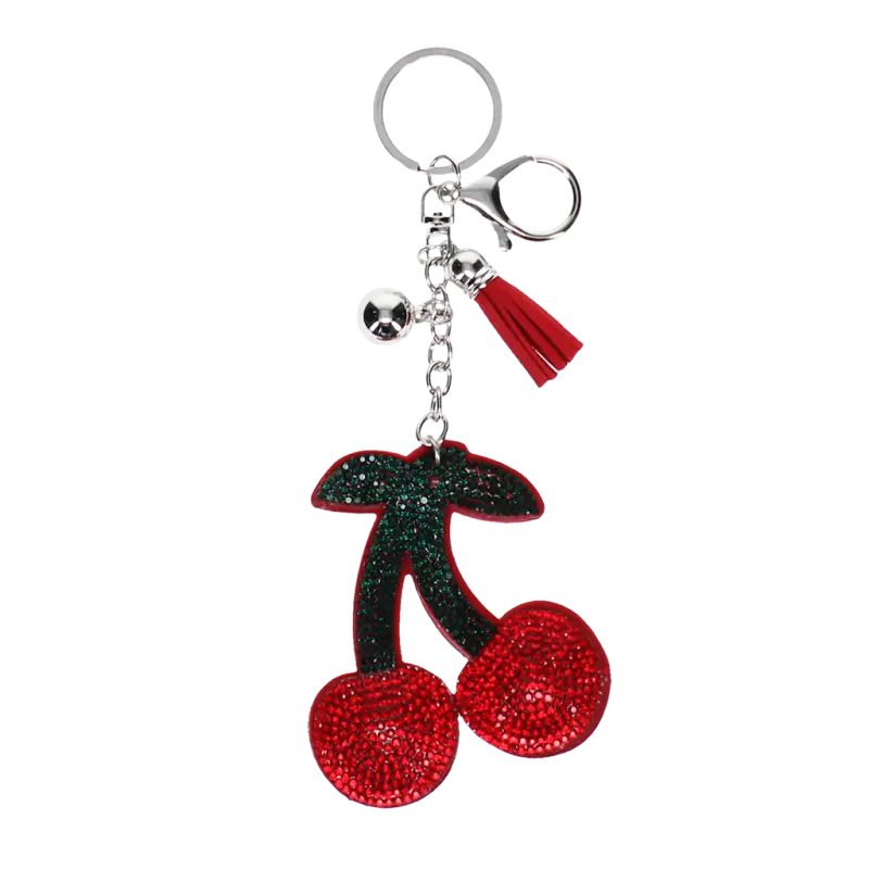 Glitzernder Schlüssel-/Taschenanhänger - Kirsche