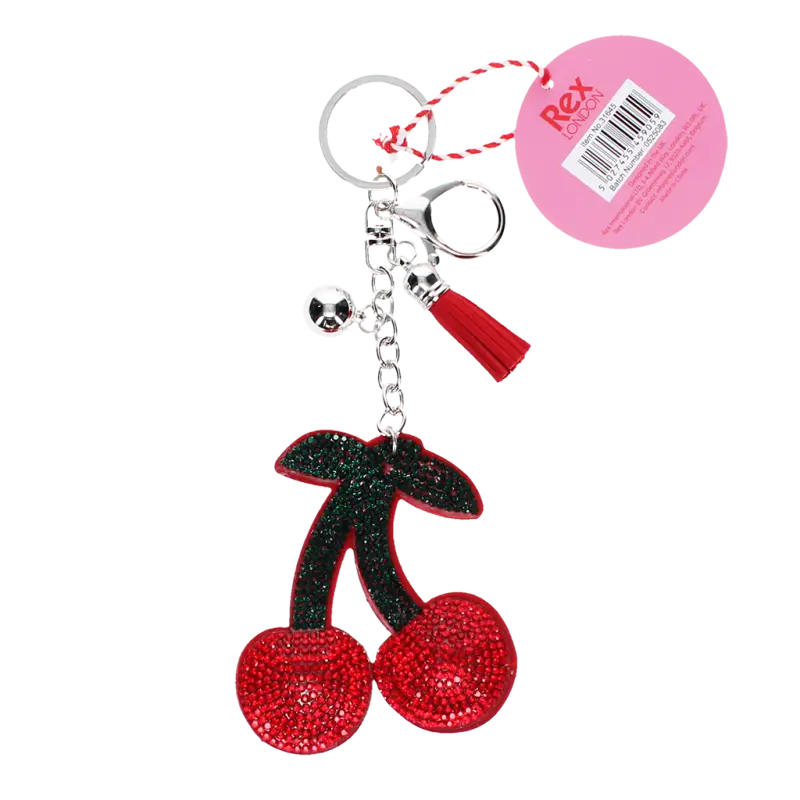 Glitzernder Schlüssel-/Taschenanhänger - Kirsche