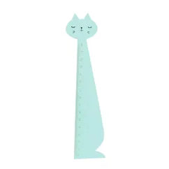 Lineal aus Holz - Katze blau