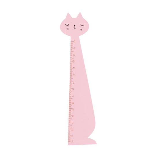 Lineal aus Holz - Katze pink