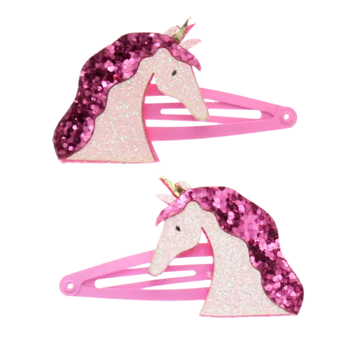 Glitzer-Haarspangen - Einhorn