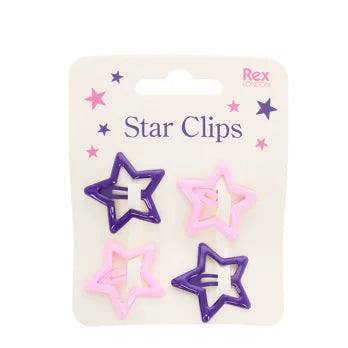 Haarspangen „Sterne“ (4-er Set) - pink/lila