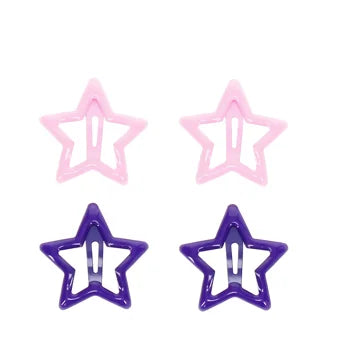 Haarspangen „Sterne“ (4-er Set) - pink/lila