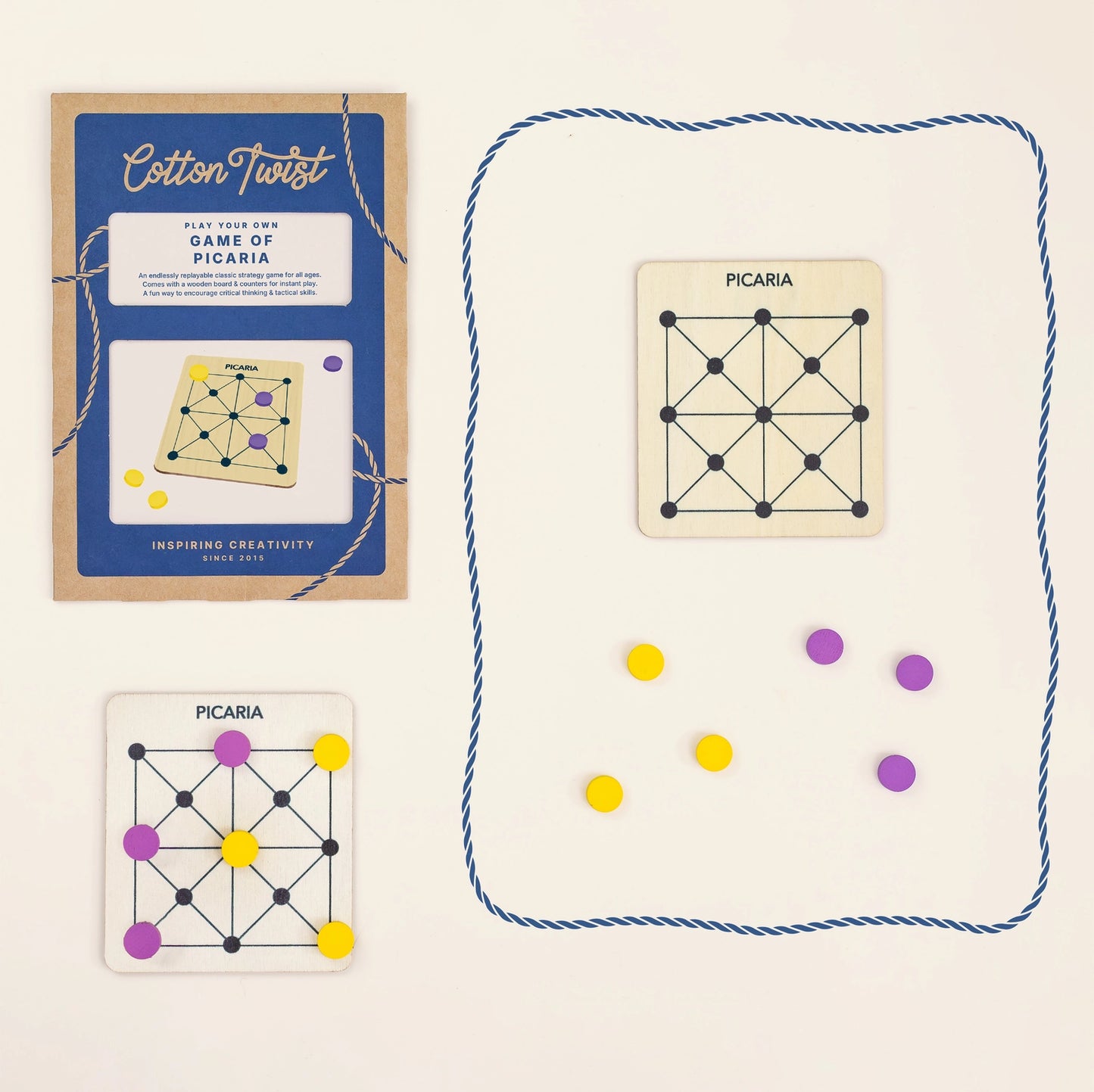 Stellen dein eigenes Spiel von Picaria - Holzbrettspiel her (in der Tüte)