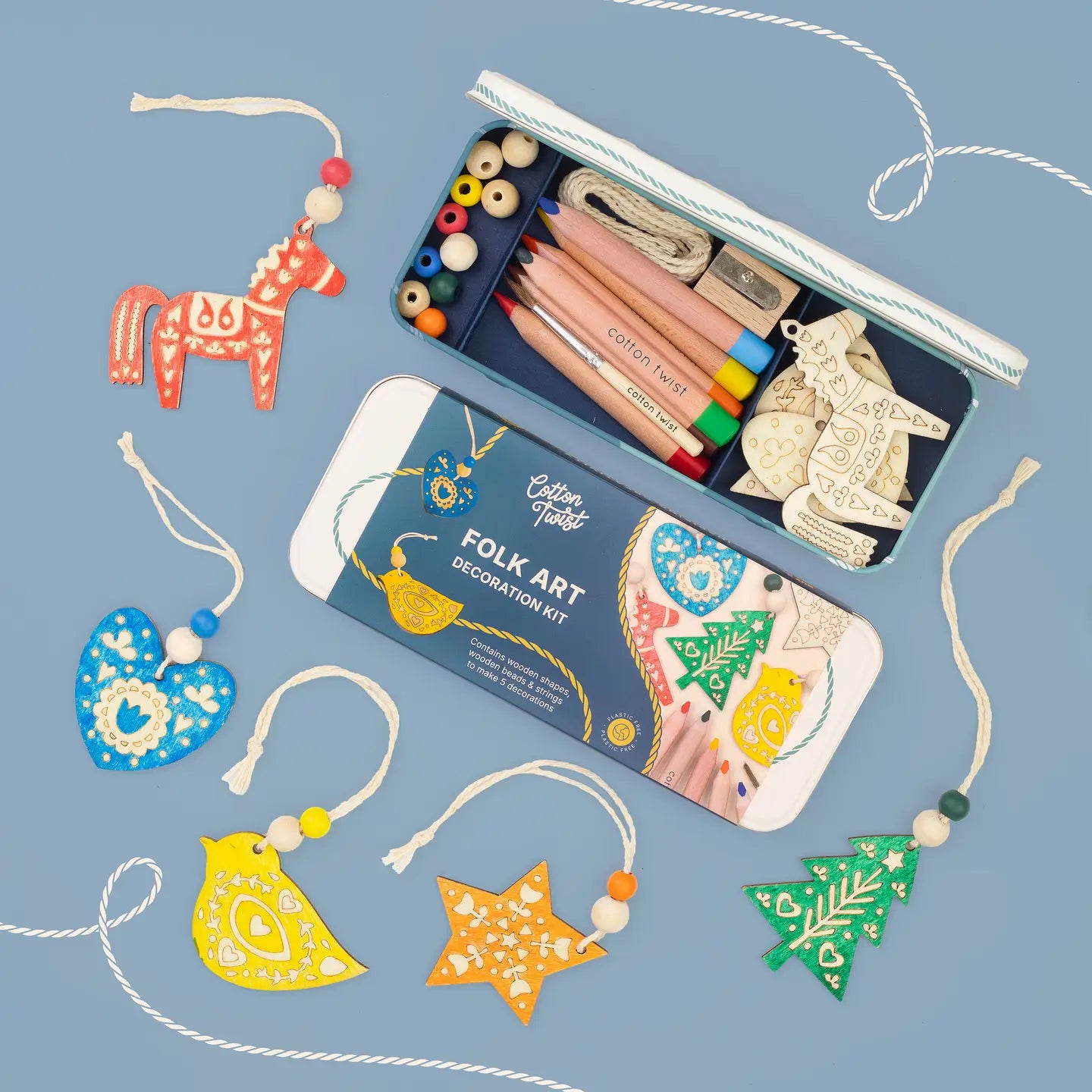 Folk-Art Dekorationsset für Weihnachten