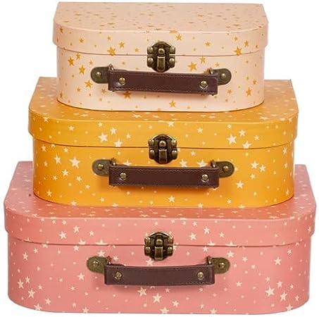 3er-Set Koffer: lachs/rosa/senf/creme