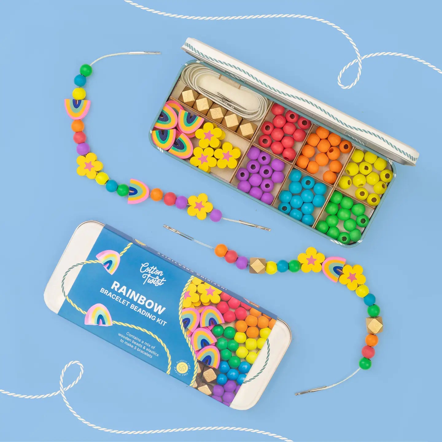 Regenbogen-Armband-Perlen-Set im wiederverwendbaren Metallkasten