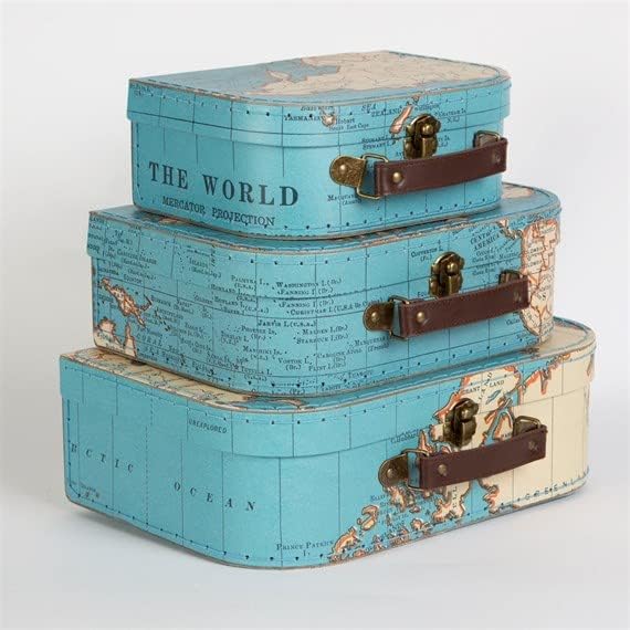 3er-Set Koffer: Vintage Weltkarte