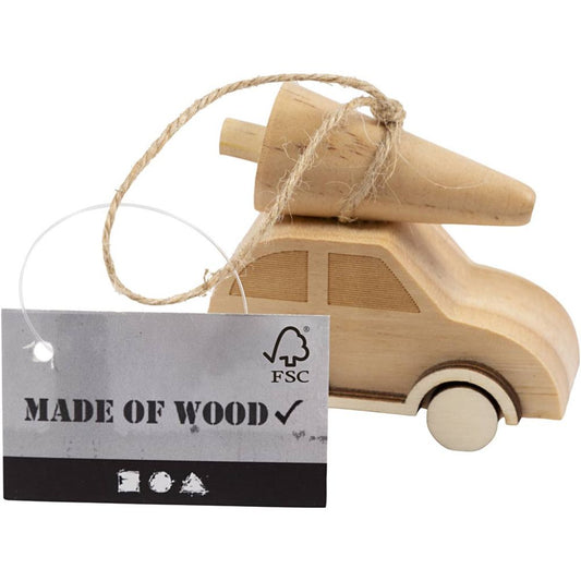 Auto mit Weihnachtsbaum zum Bemalen