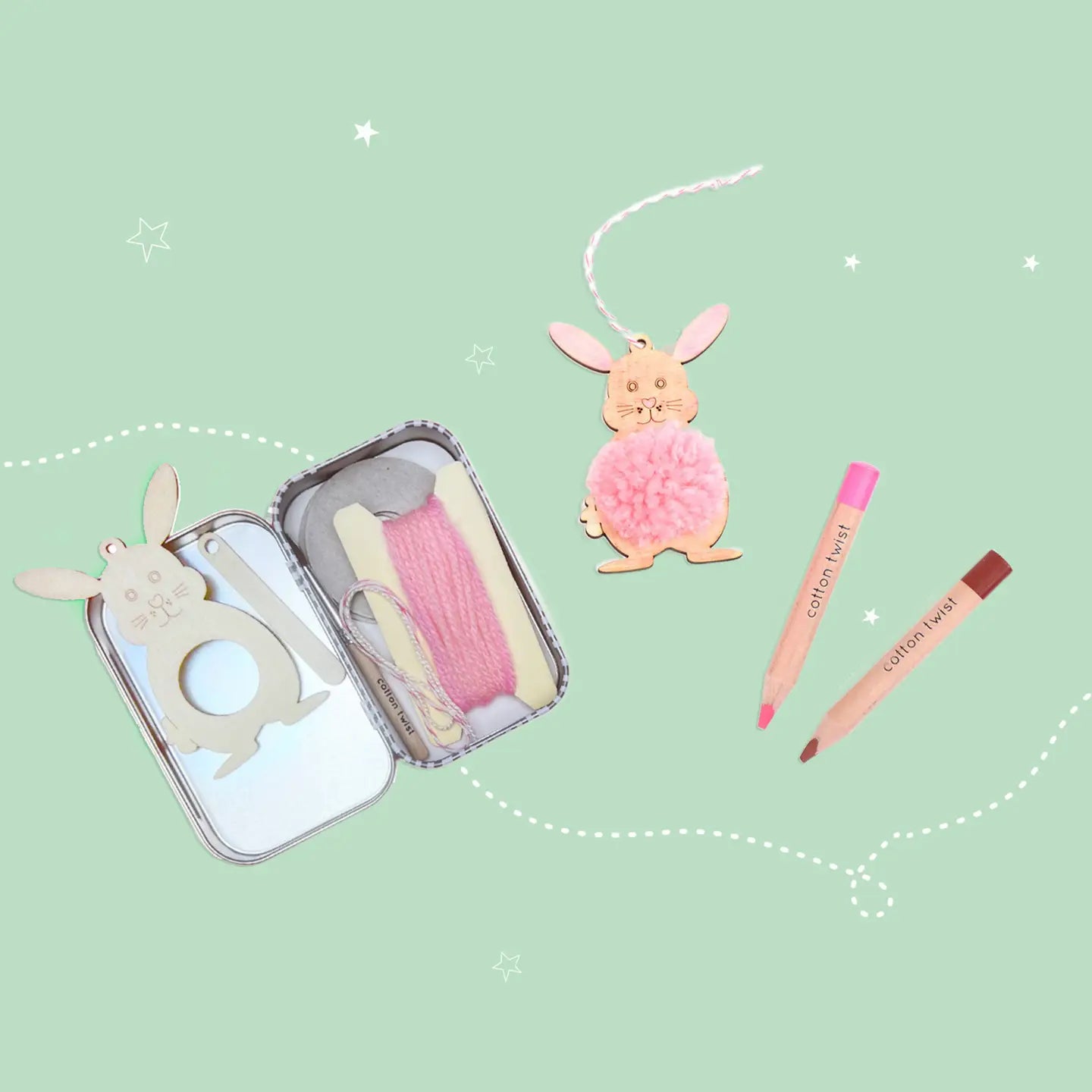 Pompon-Hasen - Osterbastelset