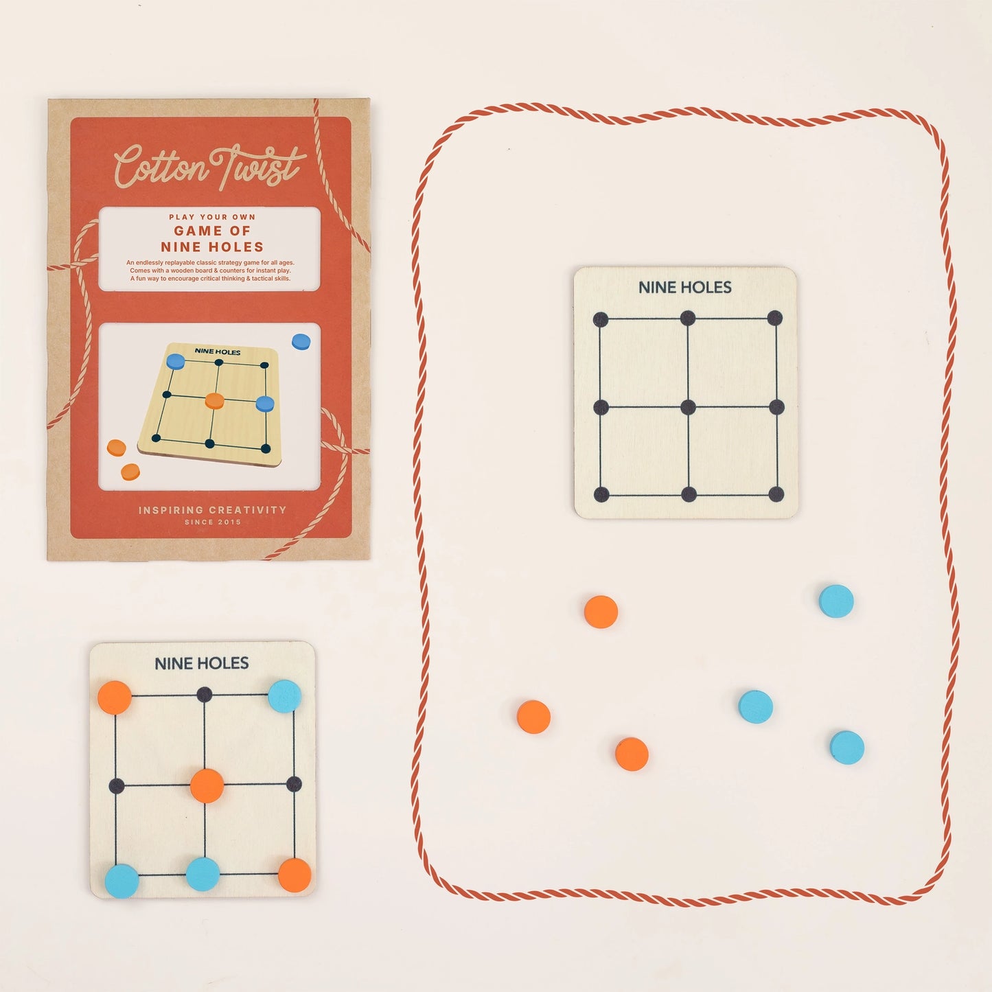 Spiel der Neun Löcher - Holzbrettspiel (in der Tüte)