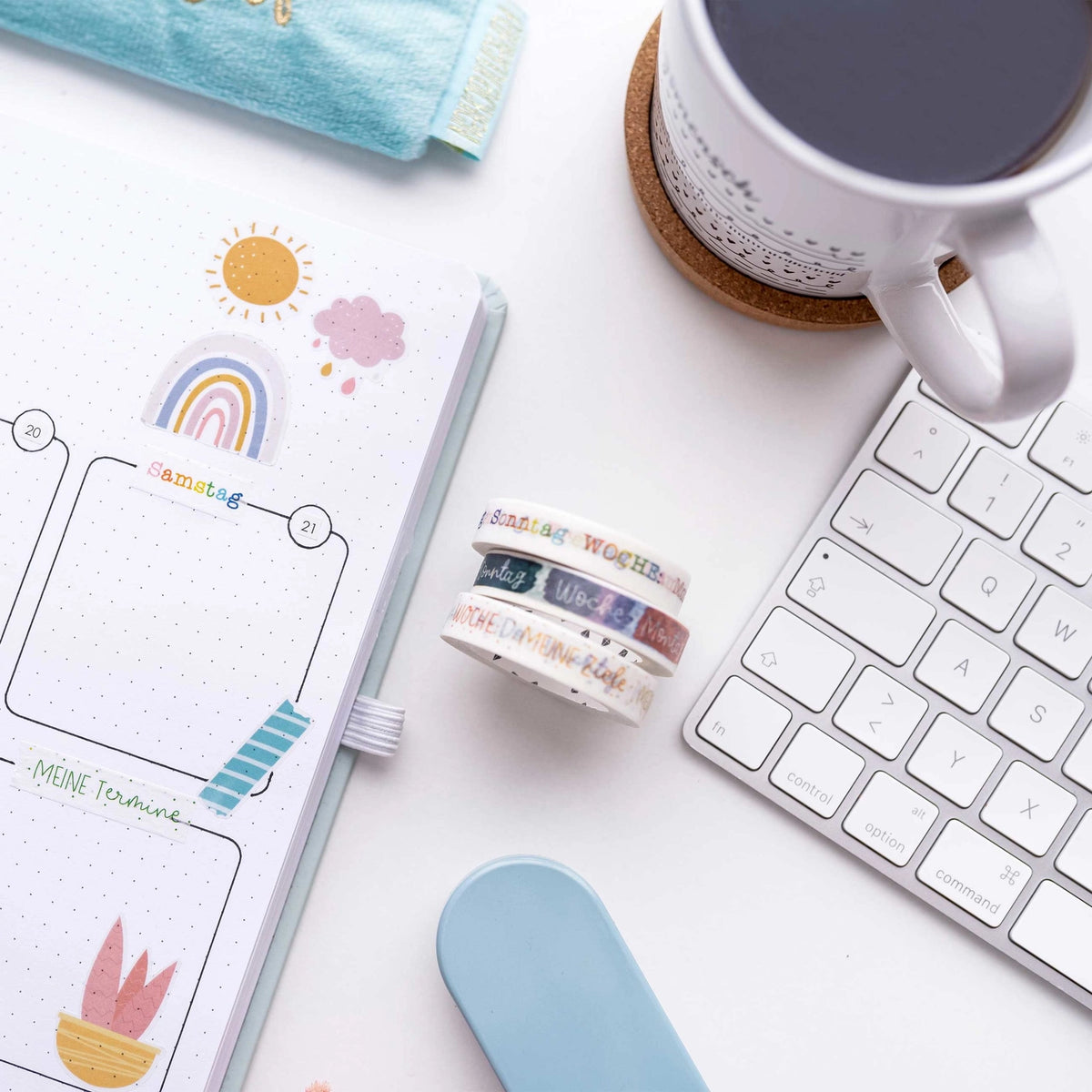 9 Bullet Journal Washi Tapes - Aquarell - Set 6
