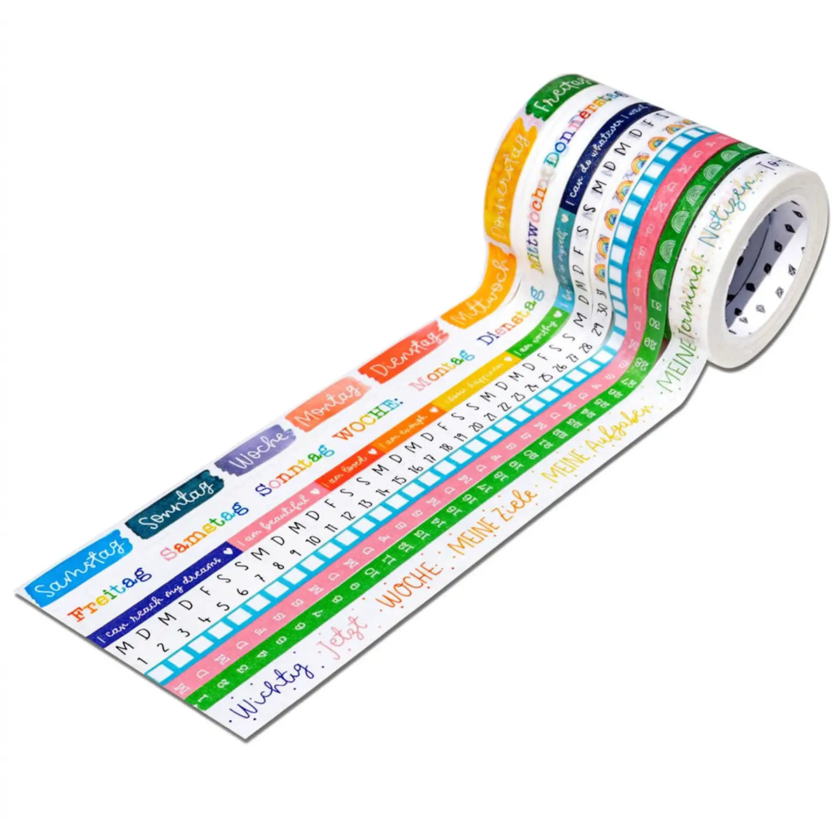 9 Bullet Journal Washi Tapes - Aquarell - Set 6
